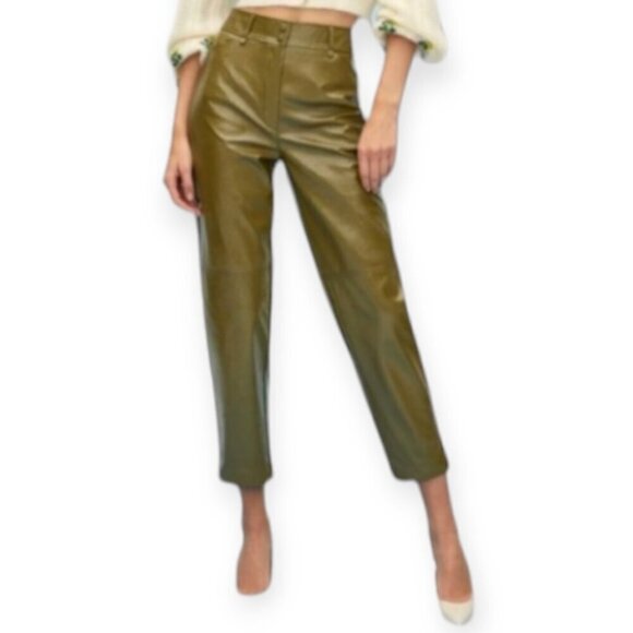 Aritzia Wilfred Le Fou Funk Pant Glossy vinyl pants in avocado green in size 4 - Picture 4 of 13